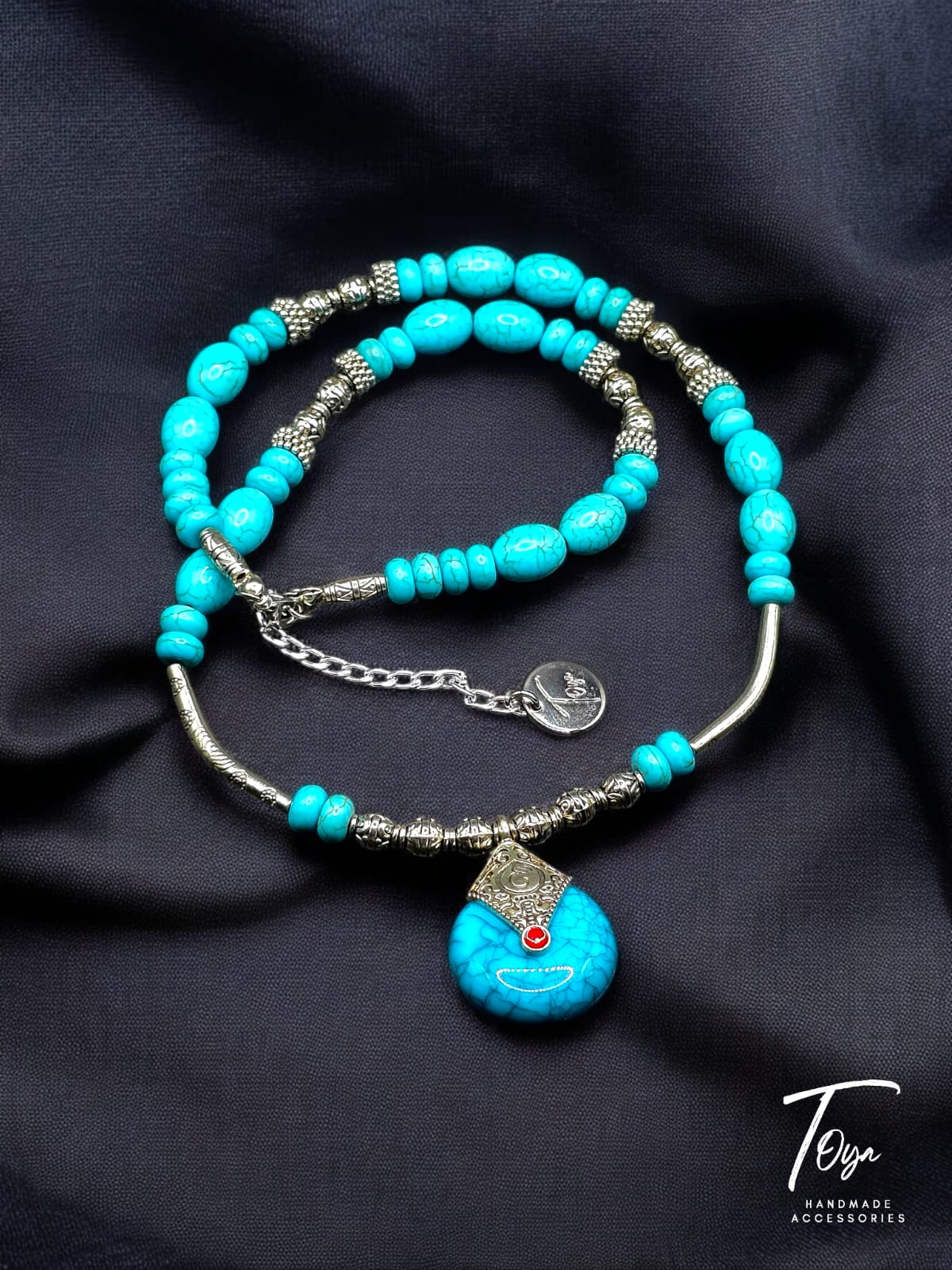 Turquoise with Silver Plated Necklace for Women