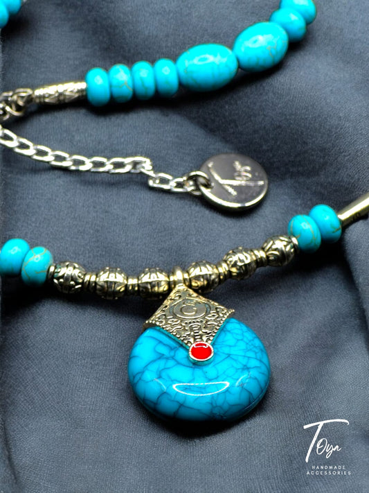 Turquoise with Silver Plated Necklace for Women