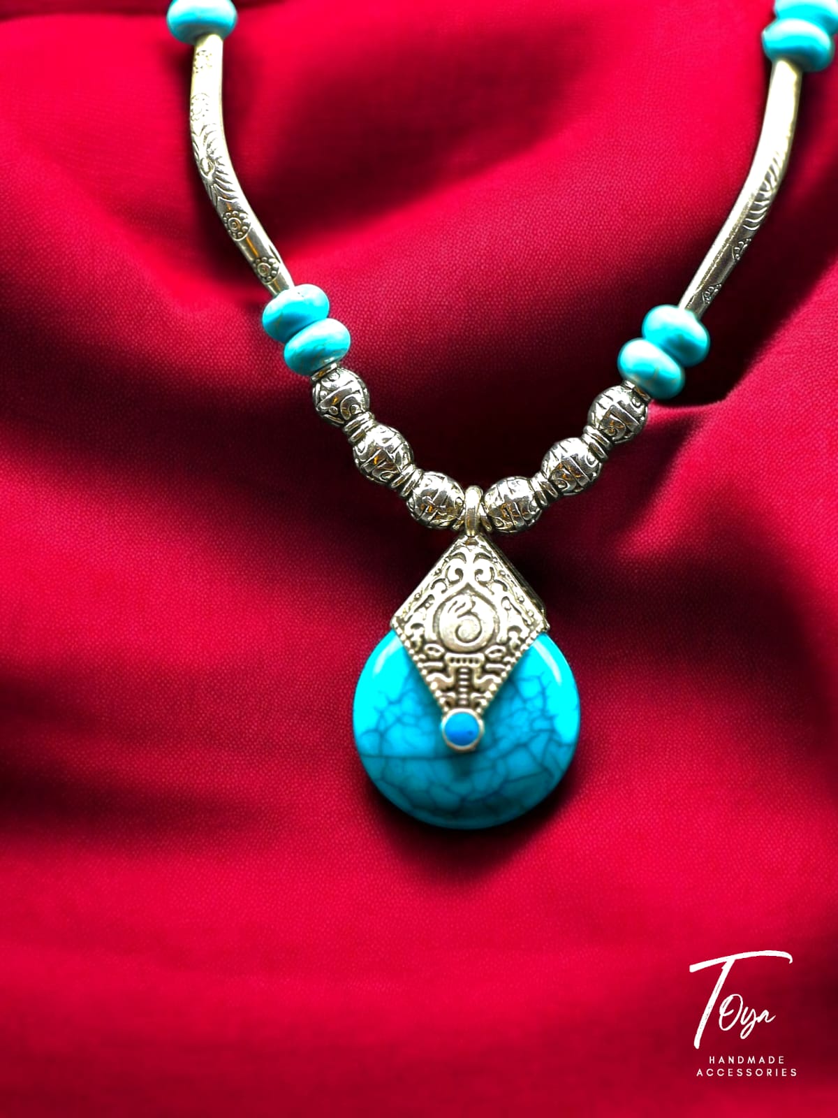 Turquoise with Silver Plated Necklace for Women