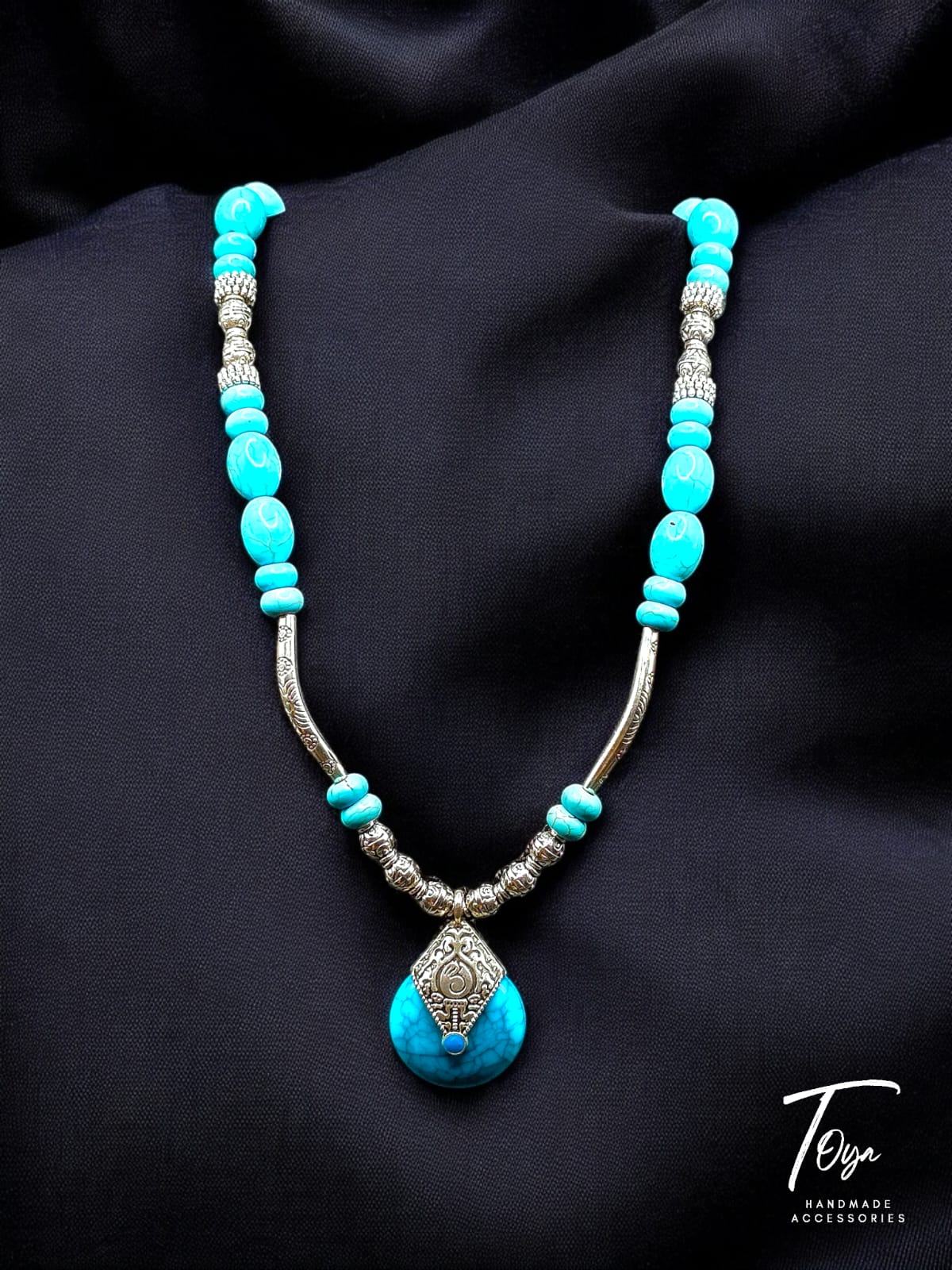 Turquoise with Silver Plated Necklace for Women