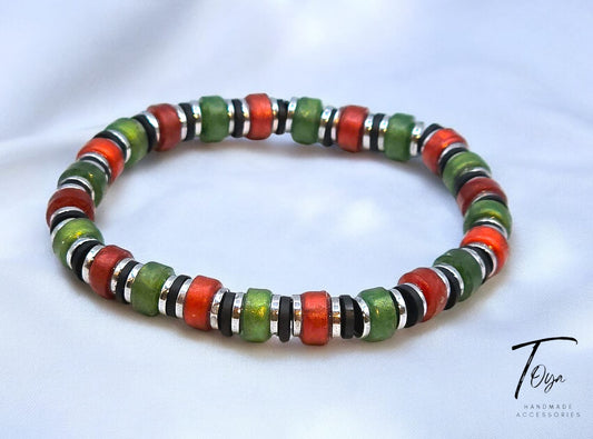 Colorful Resin and Hematite Bracelet for Men