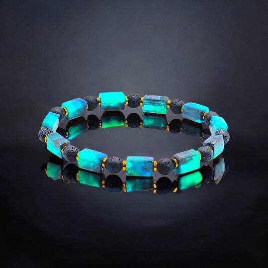 Classic Lava and Resin with Hematite Bracelet for Men