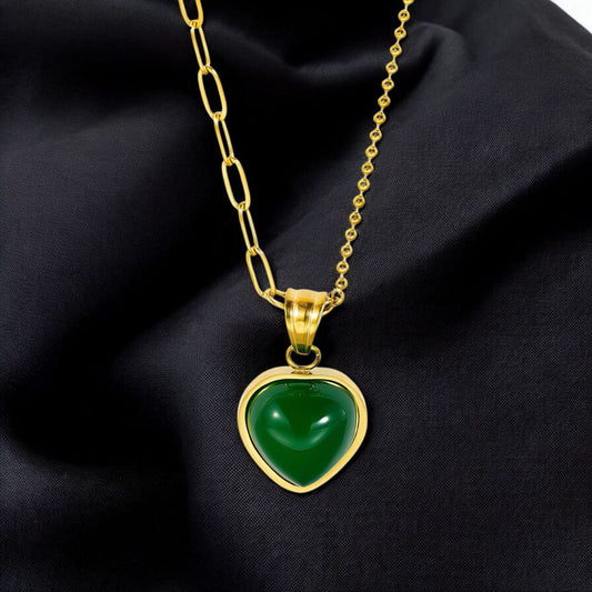 "Heart" Pendant, 18K Gold Plated Steel Necklace for Women