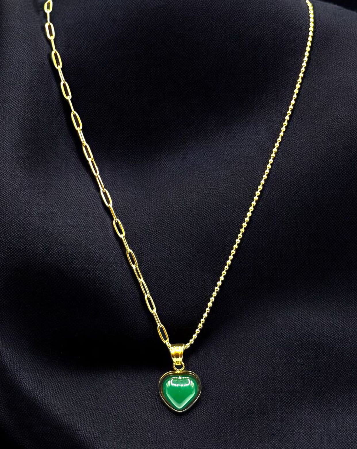 "Heart" Pendant, 18K Gold Plated Steel Necklace for Women