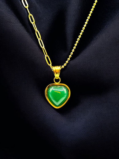 "Heart" Pendant, 18K Gold Plated Steel Necklace for Women