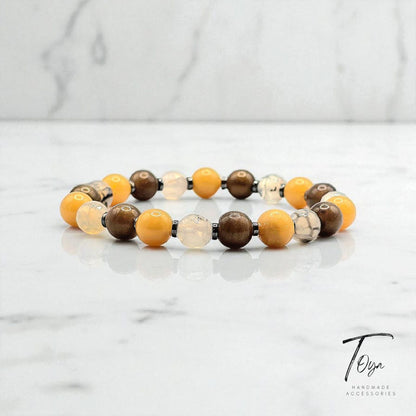 Resin and Agate with Hematite Bracelet for Men