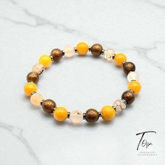 Resin and Agate with Hematite Bracelet for Men