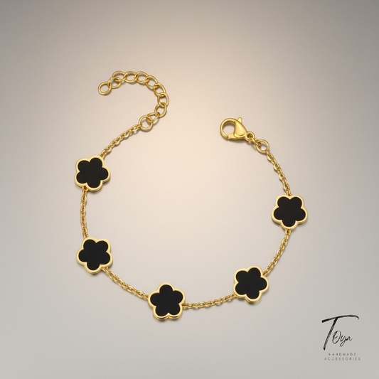 "Flower Meadow" Bracelet, 18K Gold Plated Steel Bracelet for Women
