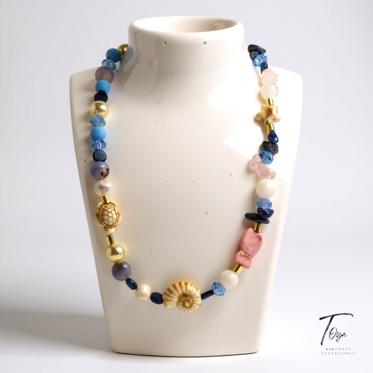 Mixed Agate, Hematite, Pearl, Sea Shell, Crystal and Lava Beads Necklace for Women