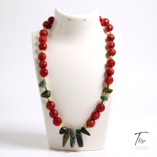 Indian Green Agate and Agate Beada with Hematite Necklace for Women