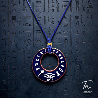Adjustable Leather Chain with Ancient Egyptian Style Resin Pendant