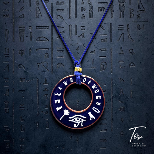 Adjustable Leather Chain with Ancient Egyptian Style Resin Pendant