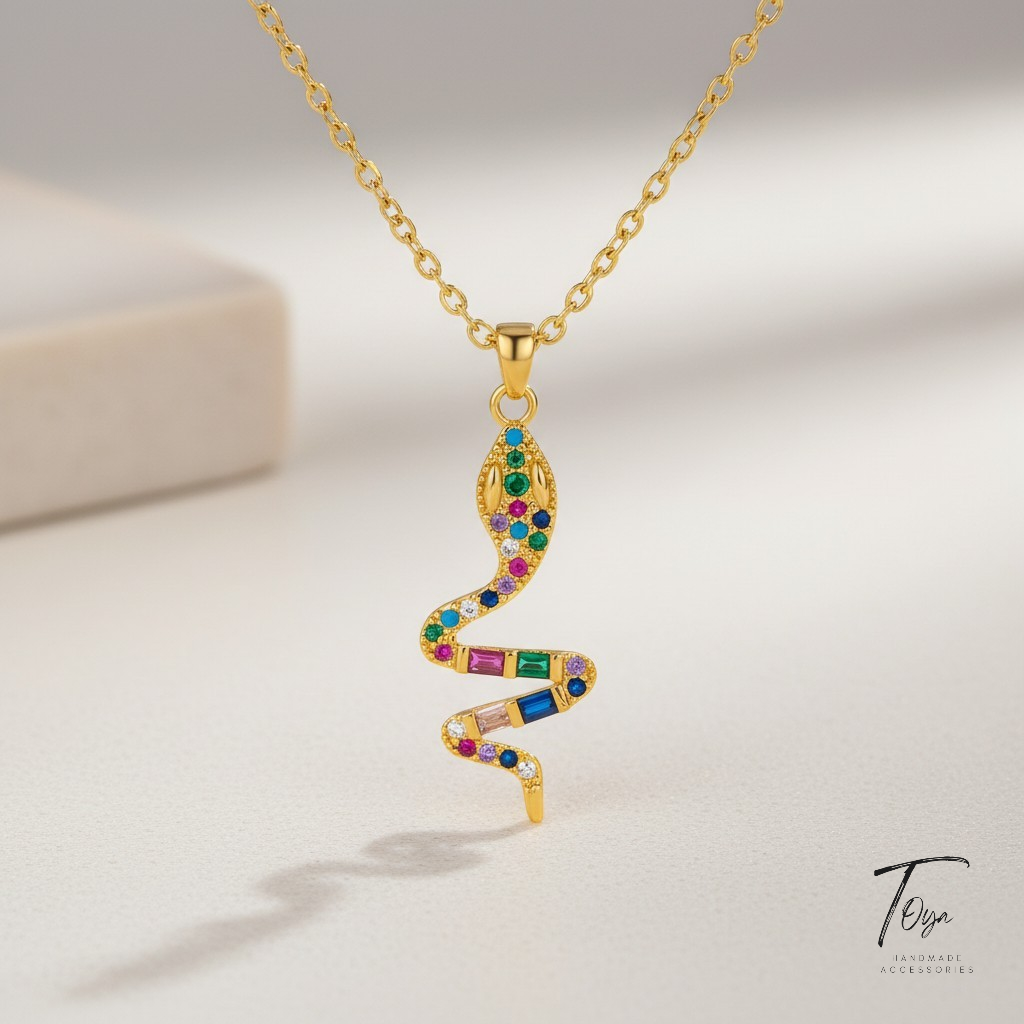 "Snake" Necklace, WATERPROOF-NON TARNISH 18K Gold Plated Steel Necklace for Women