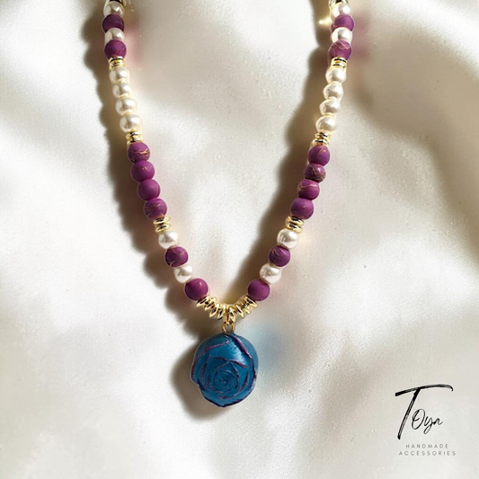 Elegant Pearl and Lava Necklace for Women