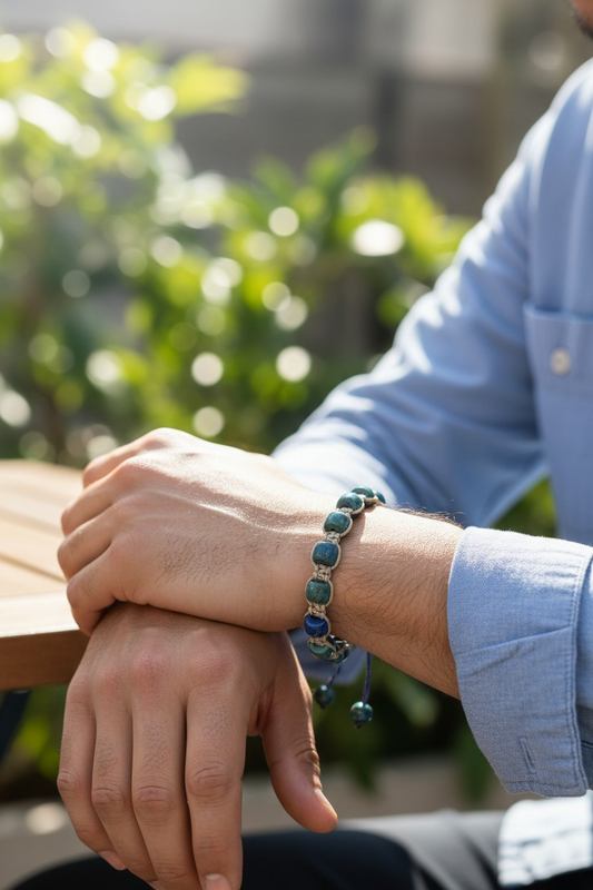 Adjustable Leather Bracelet with Colorful Resin Beads for Men and Women