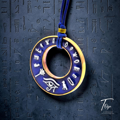 Adjustable Leather Chain with Ancient Egyptian Style Resin Pendant