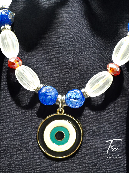 Agate and Crystal Women Jewelry Set of Necklace and Bracelet.