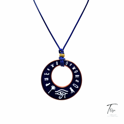 Adjustable Leather Chain with Ancient Egyptian Style Resin Pendant