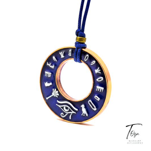 Adjustable Leather Chain with Ancient Egyptian Style Resin Pendant