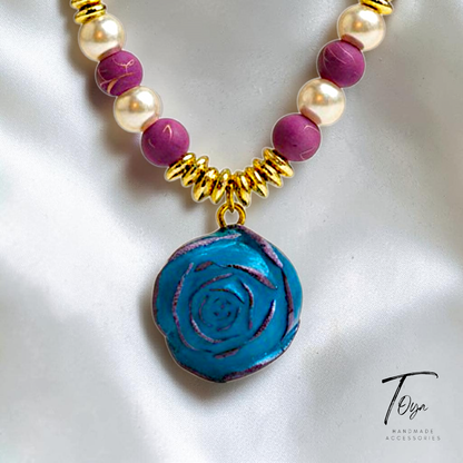 Elegant Pearl and Lava Necklace for Women