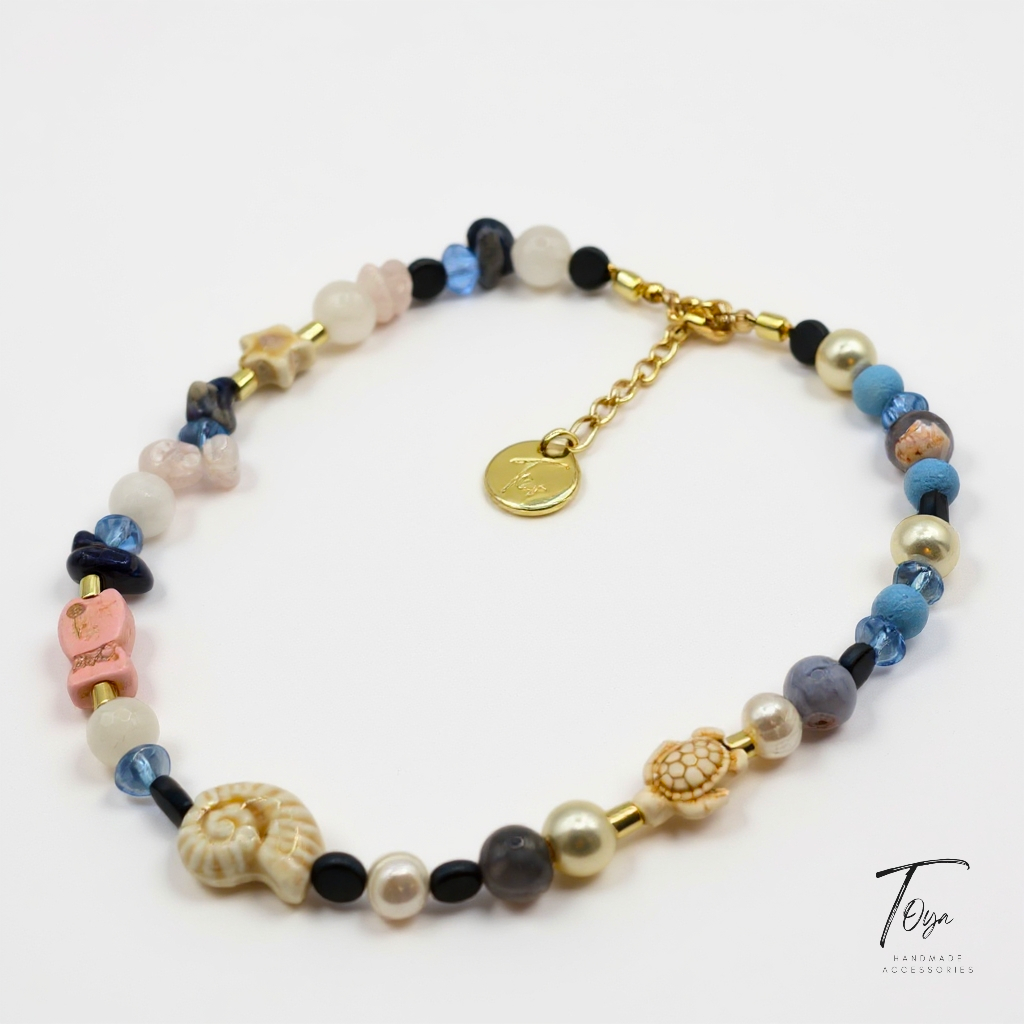 Mixed Agate, Hematite, Pearl, Sea Shell, Crystal and Lava Beads Necklace for Women