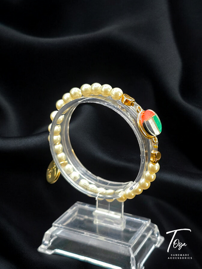 UAE National Day Pearl and Resin  Bracelet for Women and Girls