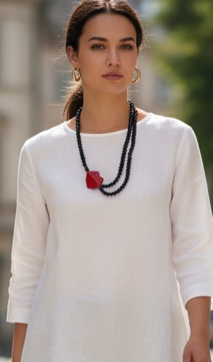 Classic Black Cryatal with Rose Red Bohemian style charm Necklace for women