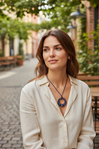 Adjustable Leather Chain with Ancient Egyptian Style Resin Pendant