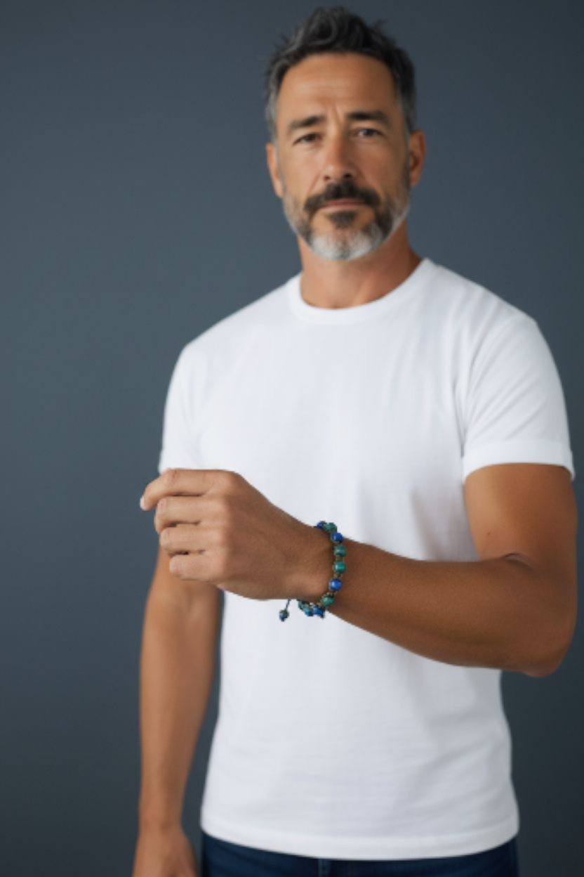 Adjustable Leather Bracelet with Colorful Resin Beads for Men and Women