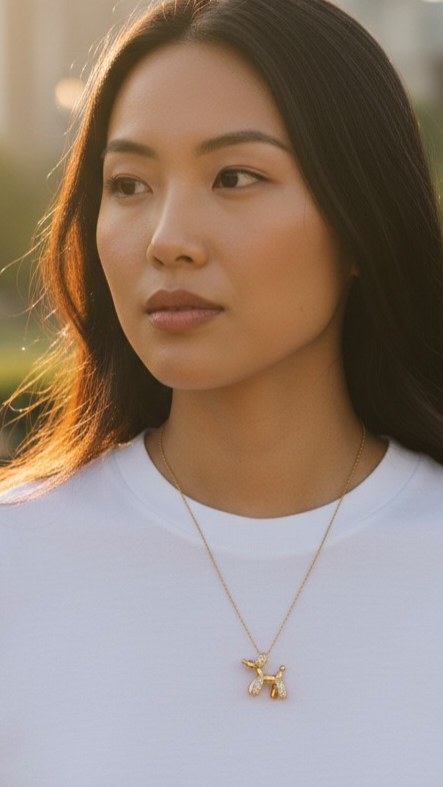 "Dog" Necklace, WATERPROOF-NON TARNISH 18K Gold Plated Steel Necklace for Women