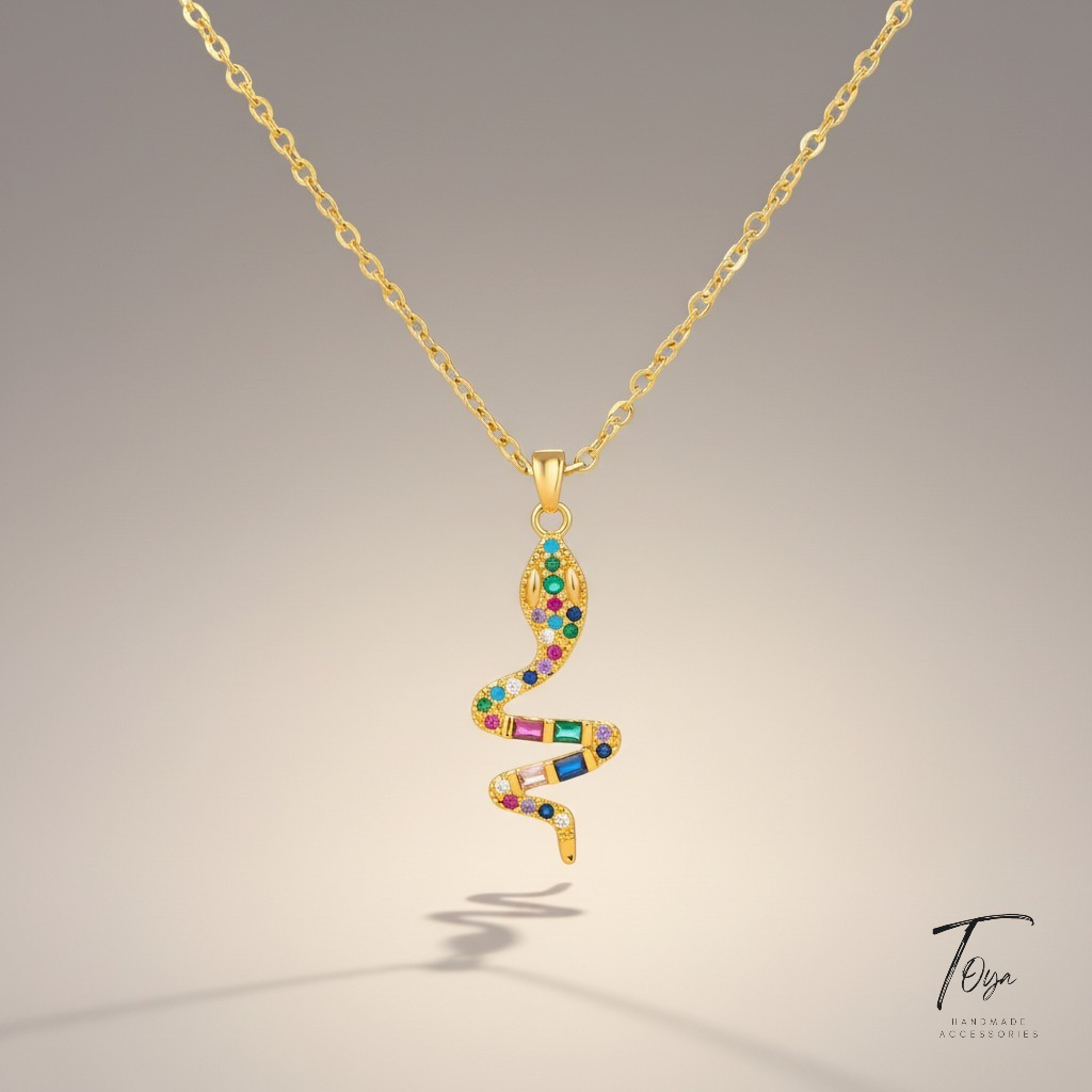 "Snake" Necklace, WATERPROOF-NON TARNISH 18K Gold Plated Steel Necklace for Women