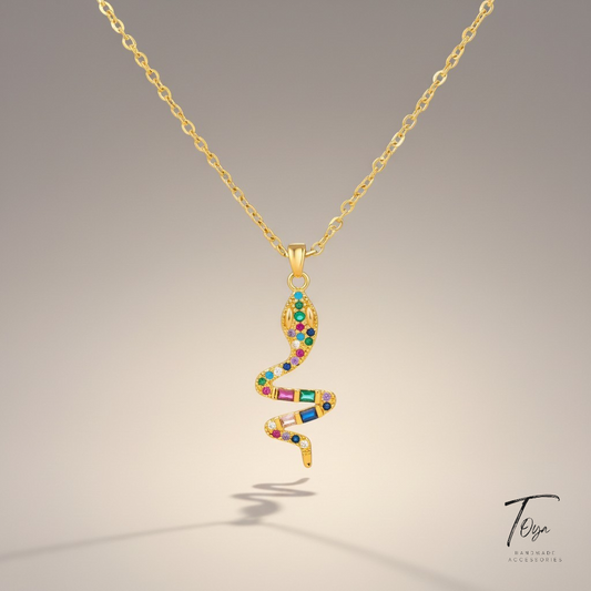 "Snake" Necklace, WATERPROOF-NON TARNISH 18K Gold Plated Steel Necklace for Women