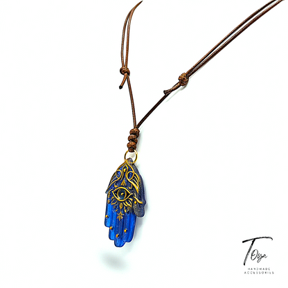 Adjustable Leather Chain with Elegant "Hamsa" Hand Necklace for Women